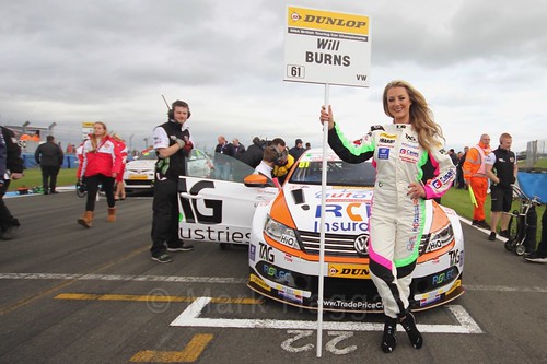 Will Burns on the grid before race two at the British Touring Car Championship 2017 at Donington Park