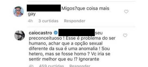 Caio Castro rebate comentário homofóbico em rede social: 'Preconceituoso'