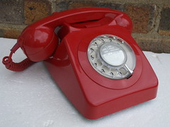 Retro GPO 746 Dial Telephone Bright Red 1970's