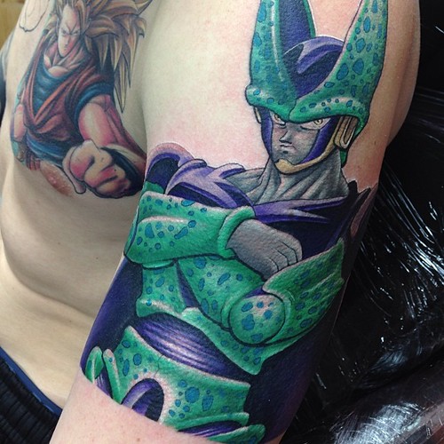Just finished the second character of this dragonballz sleeve/chest tattoo  by Craig Holmes @ iron horse