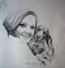 Pencil sketch of wife and my dog Sport.