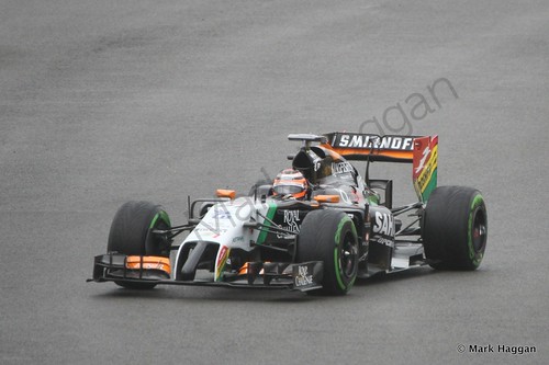 Nico Hulkenberg in his Force India during qualifying for the 2014 British Grand Prix