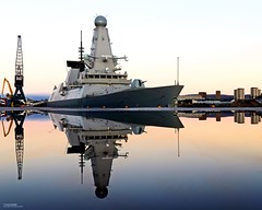 HMS Defender Reflected at the Dockside
