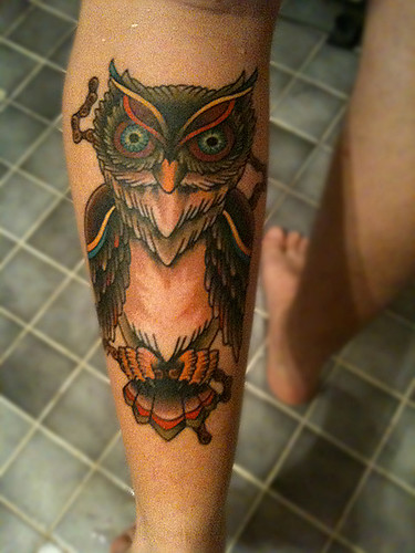 amazing traditional owl bird leg tattoo ideas - a photo on Flickriver