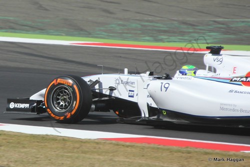 Felipe Massa in his Williams during Free Practice 1 at the 2014 British Grand Prix