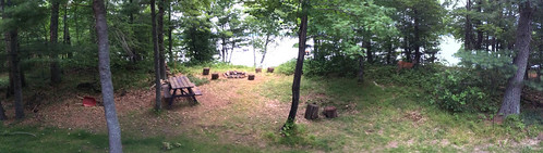 A panorama of the view off the deck.  Note the deer on the right side. • <a style="font-size:0.8em;" href="http://www.flickr.com/photos/96277117@N00/14791147104/" target="_blank">View on Flickr</a>