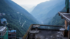 Городок Жангму на границе Тибета и Непала