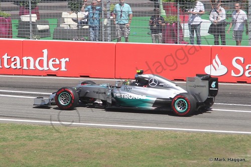 Nico Rosberg in his Mercedes during Free Practice 2 at the 2014 German Grand Prix