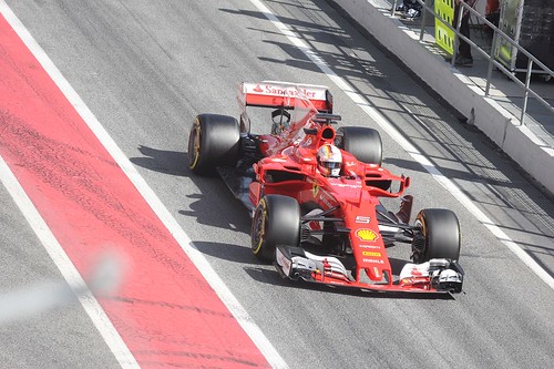 Sebastian Vettel in his Ferrari at Formula One Winter Testing 2017