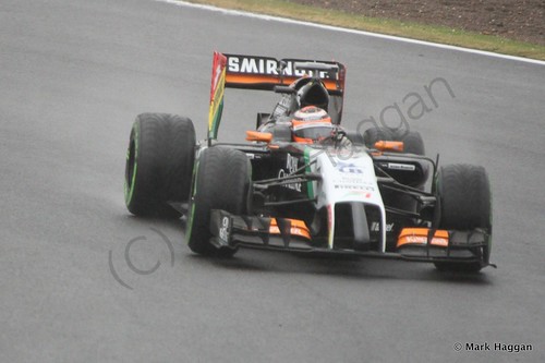 Nico Hulkenberg in his Force India during Free Practice 3 at the 2014 British Grand Prix