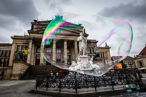 Konzerthaus Berlin hidden behind a soap bubble