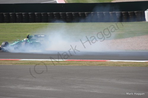 Marcus Ericsson spins off during Free Practice 1 at the 2014 British Grand Prix