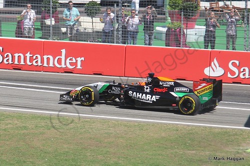 Nico Hulkenberg in his Force India in Free Practice 2 at the 2014 German Grand Prix