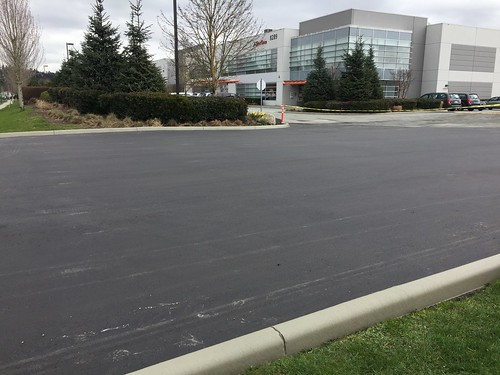 Asphalt paving and extruded curb