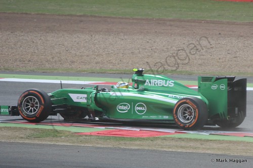Marcus Ericsson in his Caterham during Free Practice 2 at the 2014 British Grand Prix