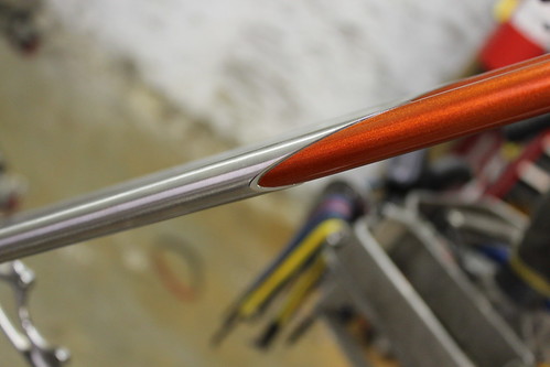 Beveled stainless seat stay sleeve
