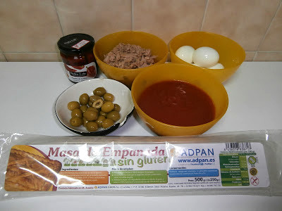 Ingredientes para empanada de atún sin gluten