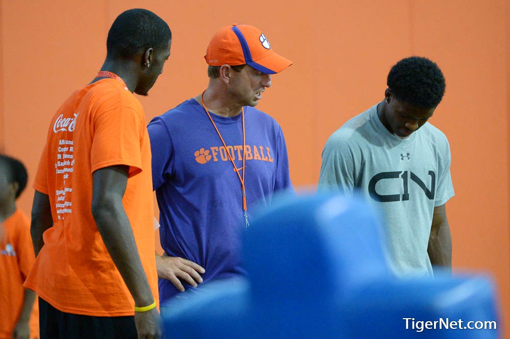 Clemson Football Photo of dabocamp and Dabo Swinney and Deon Cain and Ray-Ray McCloud and Recruiting