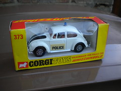 Vintage 1970's Corgi Toys Volkswagen 1200 Beetle Police Car with Whizzwheels Boxed & Retro