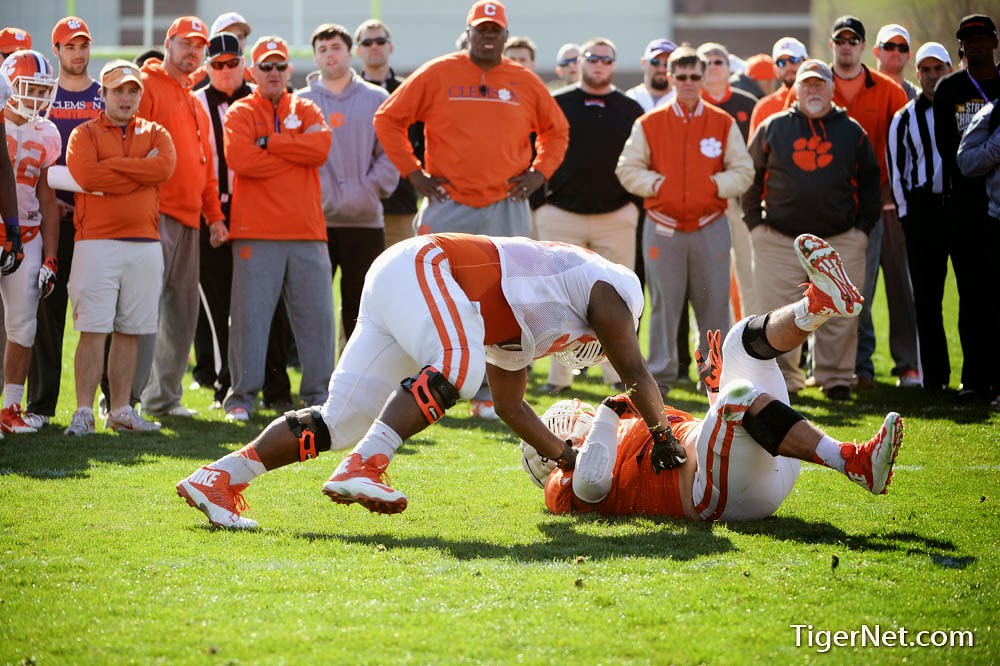 Clemson Football Photo of practice and Scott Pagano and Tyrone Crowder
